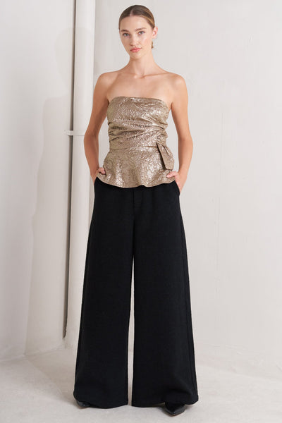 Explore More Collection - LIQUID GOLD WOVEN TOP