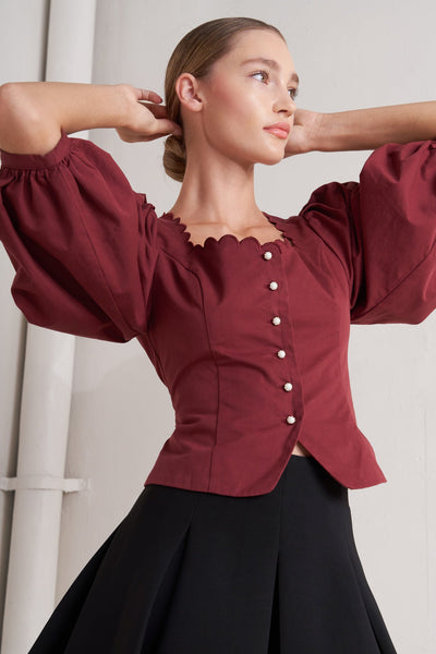 Explore More Collection - AMOUR SCALLOP WOVEN TOP