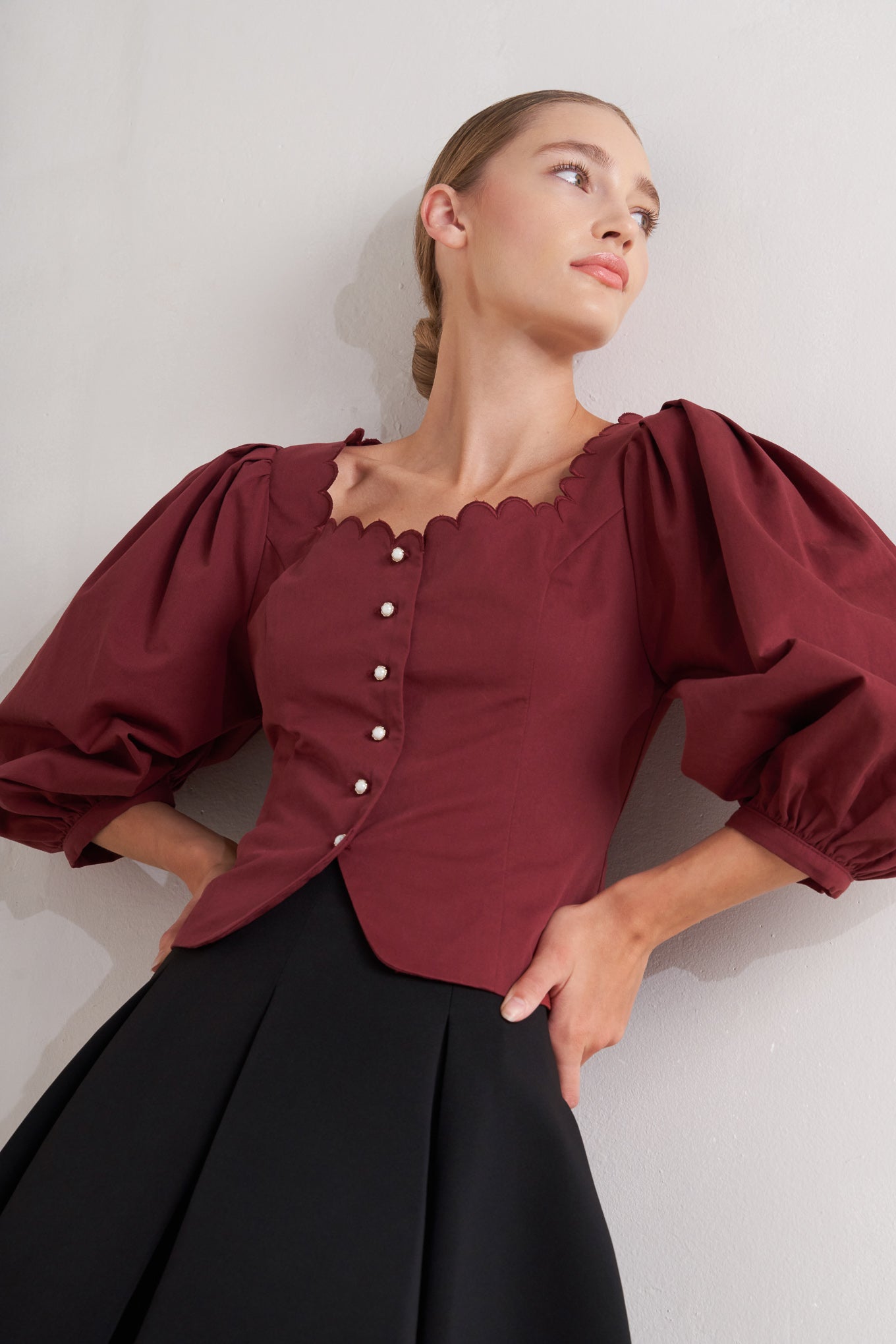 Explore More Collection - AMOUR SCALLOP WOVEN TOP