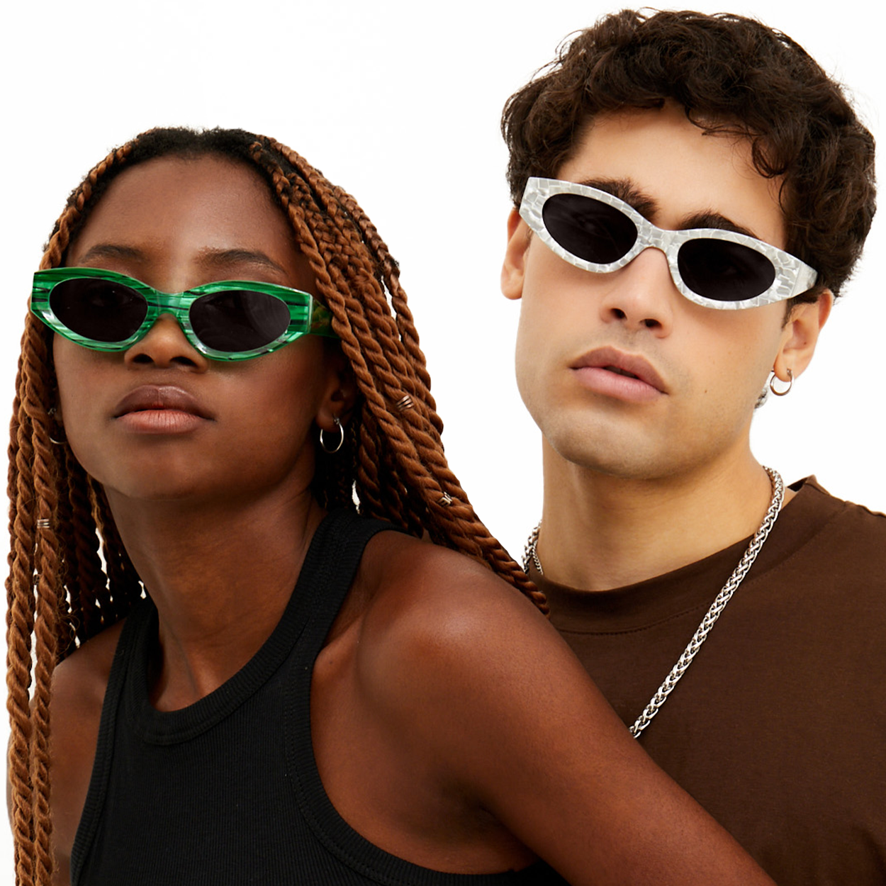 Explore More Collection - Kat x Money Moves - Green Cateye Sunglasses