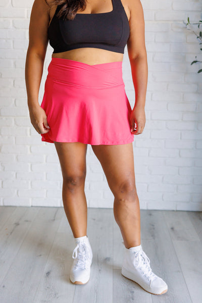 Explore More Collection - Full Force V Shaping High-Waist Skort in Flamingo Pink