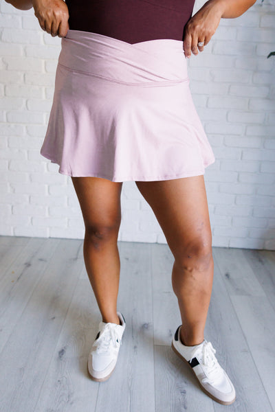 Explore More Collection - Full Force V Shaping High-Waist Skort in Mauve Peony