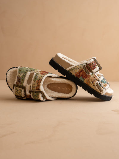 Explore More Collection - The Gaylen | Floral Tapestry Fleece Lined Slipper Slide