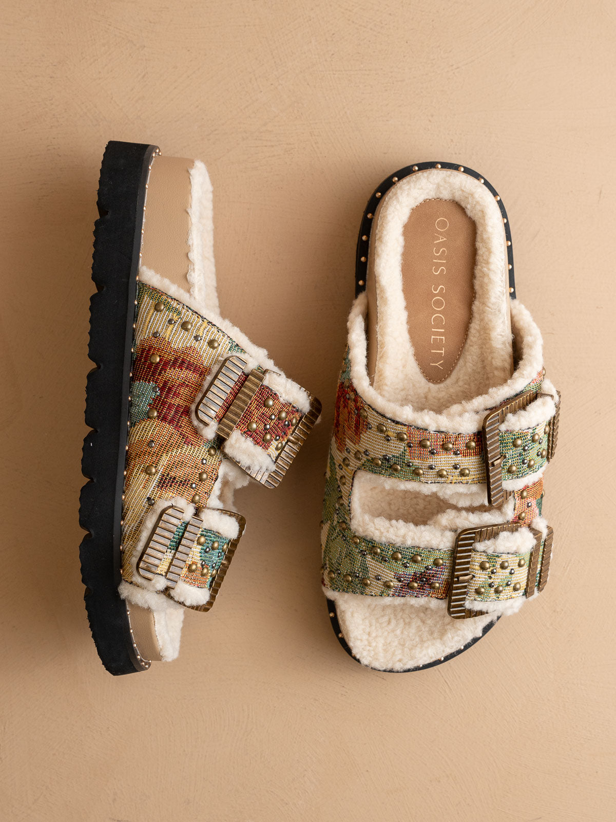 Explore More Collection - The Gaylen | Floral Tapestry Fleece Lined Slipper Slide