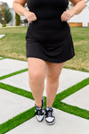 Explore More Collection - Game, Set and Match Tennis Skort in Black