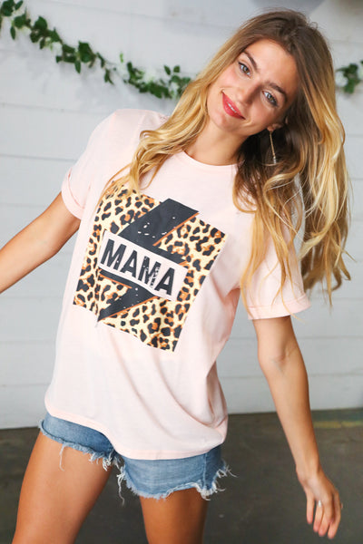 Explore More Collection - Peach Mama Animal Print Graphic Tee
