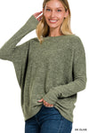 Alice - A Brushed Melange Hacci Dolman Sleeve Sweater - Choose Color