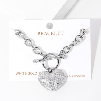 Puffy Heart Toggle Bracelet - Choose Color