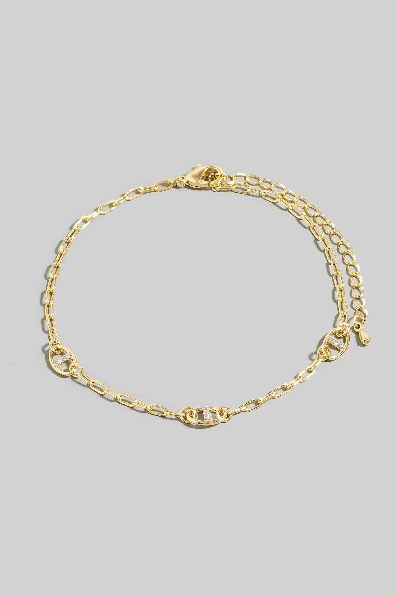 Harvest - A Pave' Anchor Link Charms Chain Bracelet - Color Choice