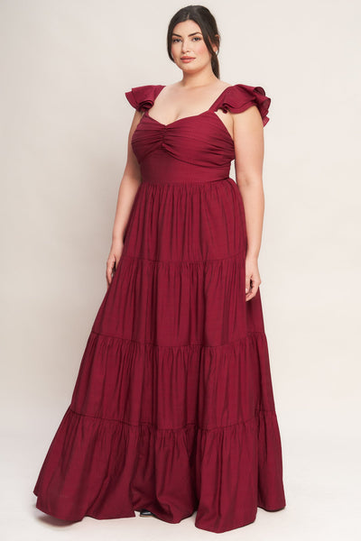 Explore More Collection - SUMMER MILK DEEP RED WOVEN MAXI DRESS