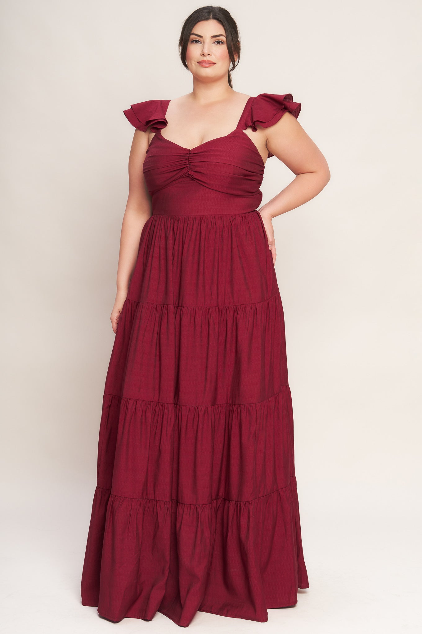 Explore More Collection - SUMMER MILK DEEP RED WOVEN MAXI DRESS
