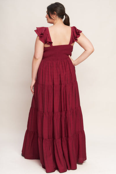Explore More Collection - SUMMER MILK DEEP RED WOVEN MAXI DRESS