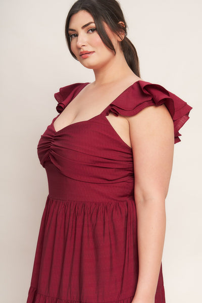 Explore More Collection - SUMMER MILK DEEP RED WOVEN MAXI DRESS