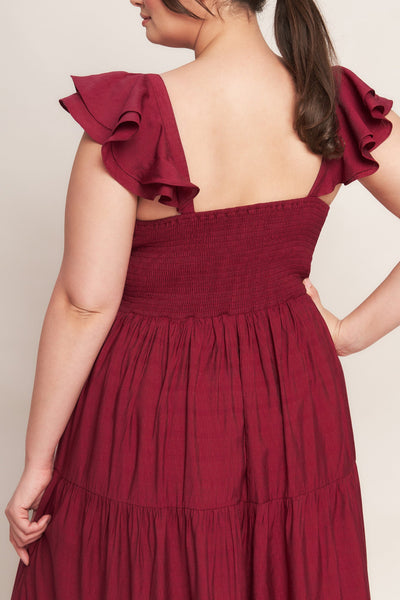 Explore More Collection - SUMMER MILK DEEP RED WOVEN MAXI DRESS
