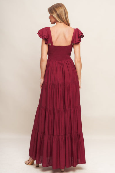 Explore More Collection - SUMMER MILK DEEP RED WOVEN MAXI DRESS