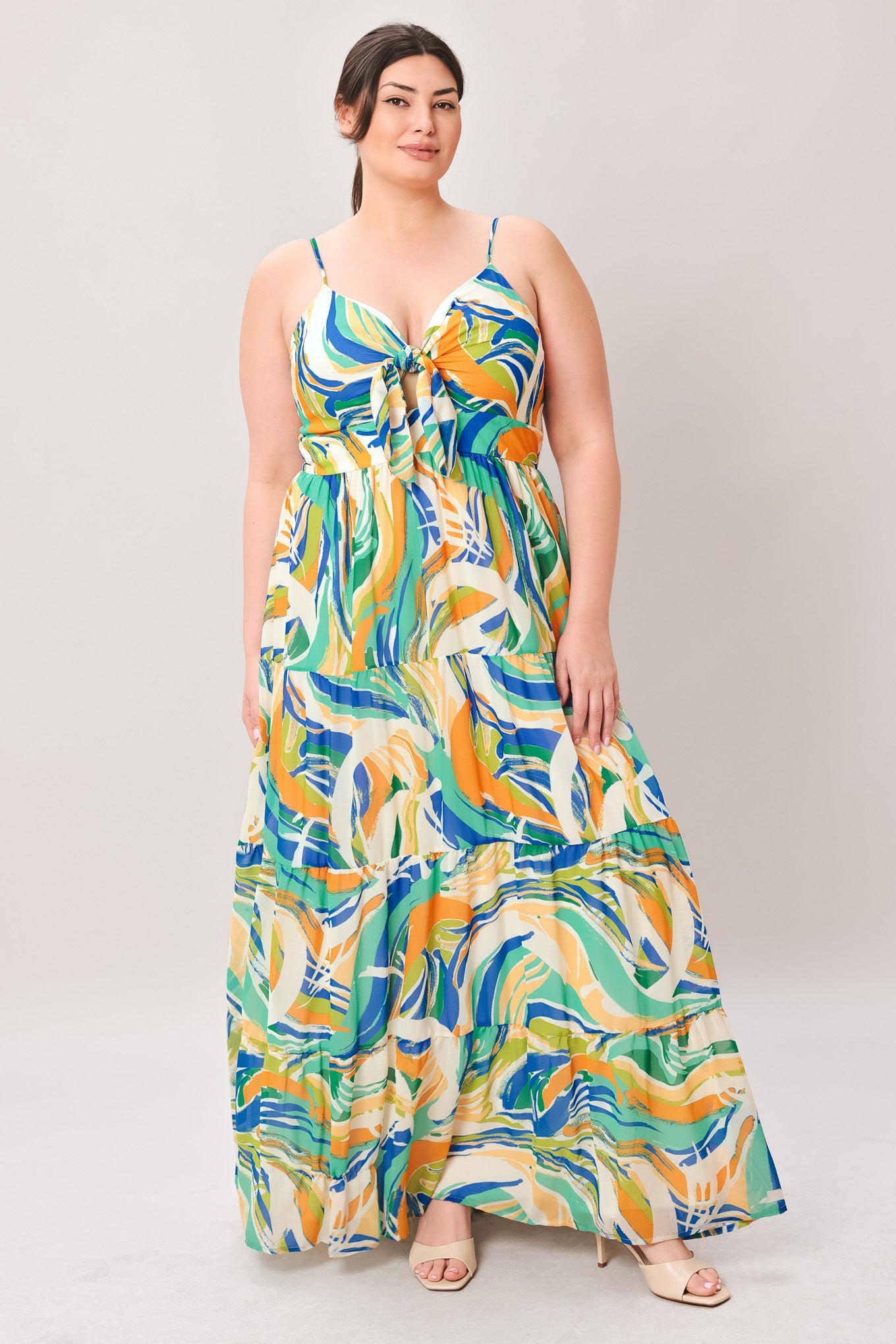 florida maxi dresses FLORIDA DREAMS WOVEN MAXI DRESS l FLYING TOMATO GREEN BLUE / 2X