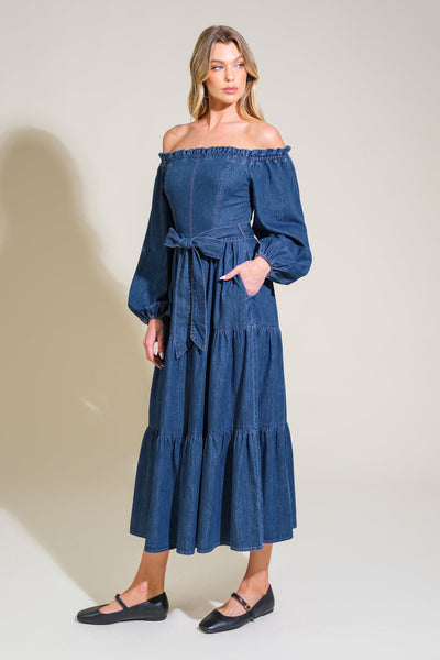 Explore More Collection - ARTISTIC IMPULSE DENIM MIDI DRESS