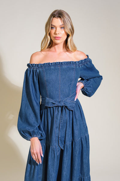 Explore More Collection - ARTISTIC IMPULSE DENIM MIDI DRESS