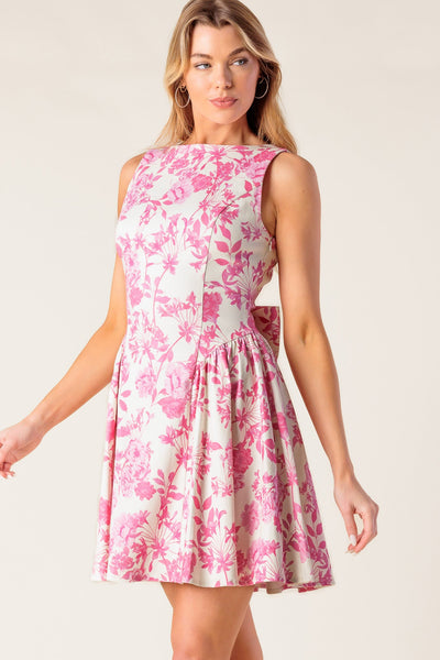 ADVENTURE ISLAND PINK WOVEN MINI DRESS