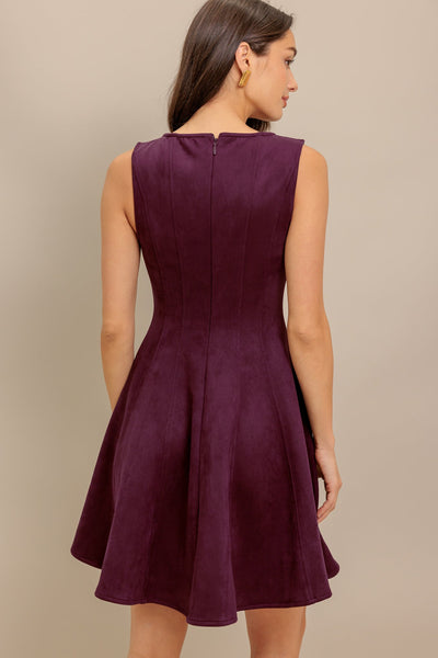 Explore More Collection - WINE IN THE SUN FAUX SUEDE MINI DRESS