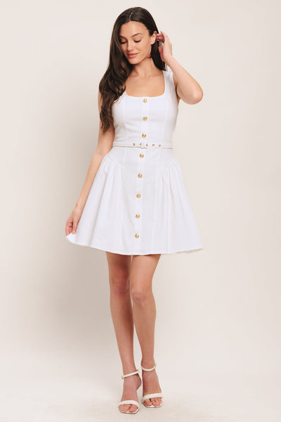 GOLDEN MILK WOVEN MINI DRESS