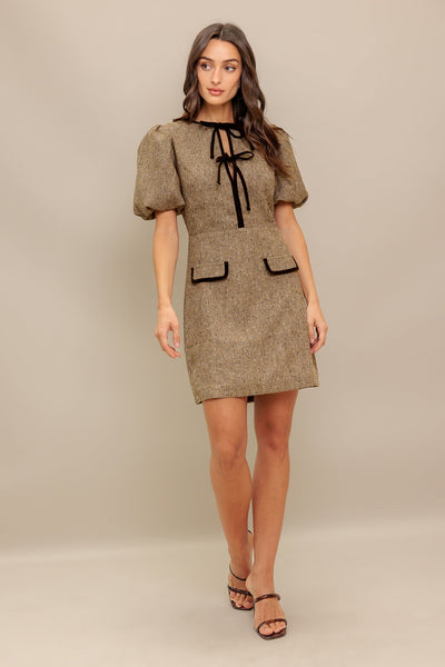 Explore More Collection - MADEMOISELLE MODE WOVEN WEED MINI DRESS