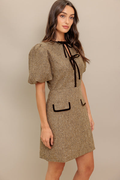 Explore More Collection - MADEMOISELLE MODE WOVEN WEED MINI DRESS