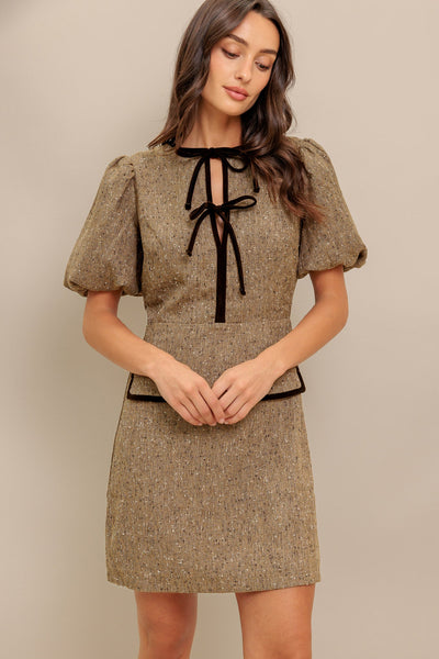 Explore More Collection - MADEMOISELLE MODE WOVEN WEED MINI DRESS