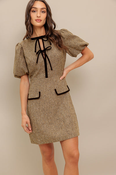 Explore More Collection - MADEMOISELLE MODE WOVEN WEED MINI DRESS