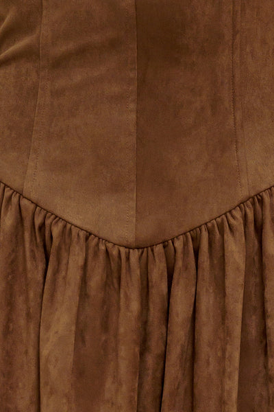 Explore More Collection - WILD ESPRESSO FAUX SUEDE MIDI DRESS