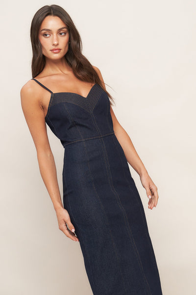 Explore More Collection - MIDNIGHT INDIGO DENIM MIDI DRESS