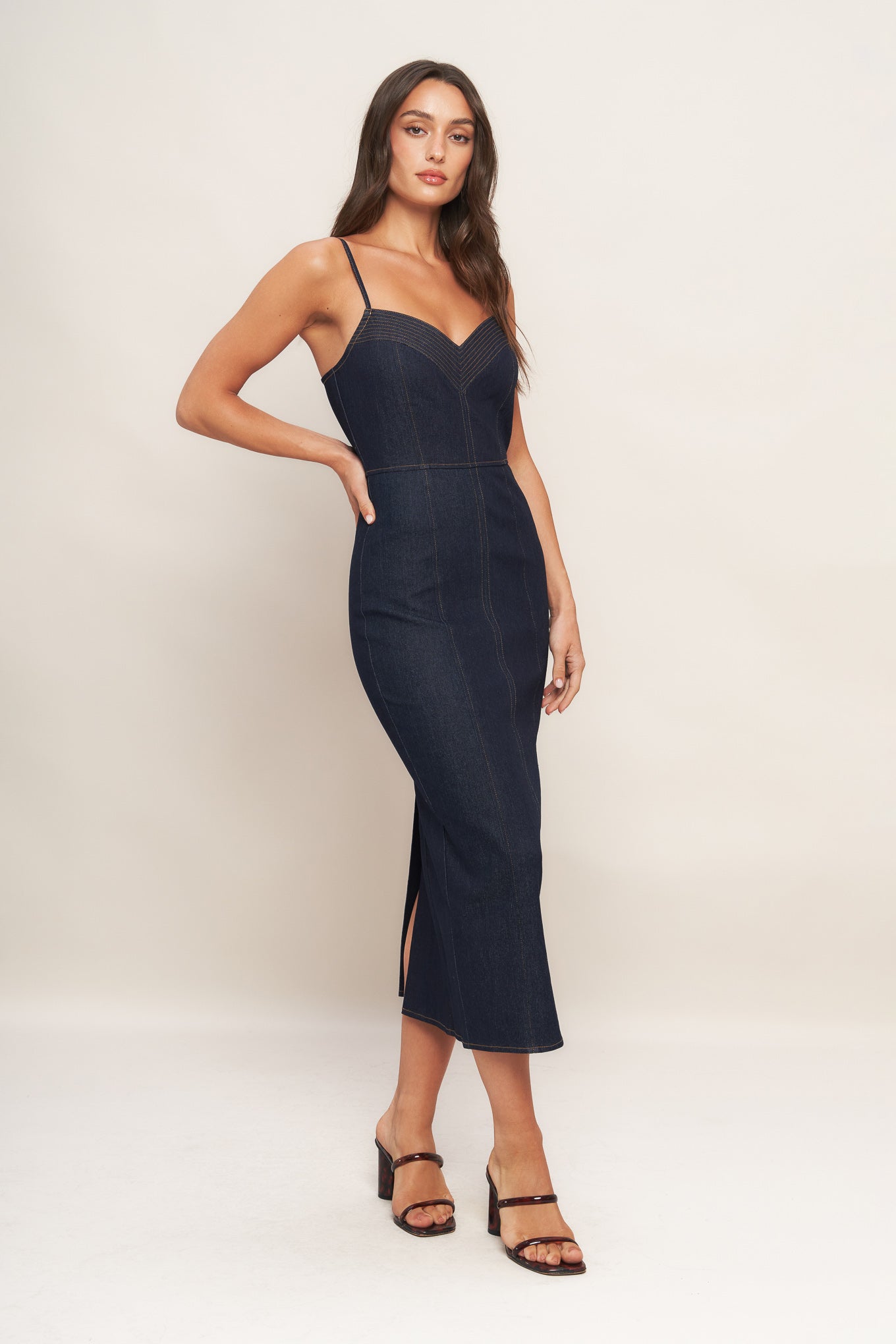 Explore More Collection - MIDNIGHT INDIGO DENIM MIDI DRESS