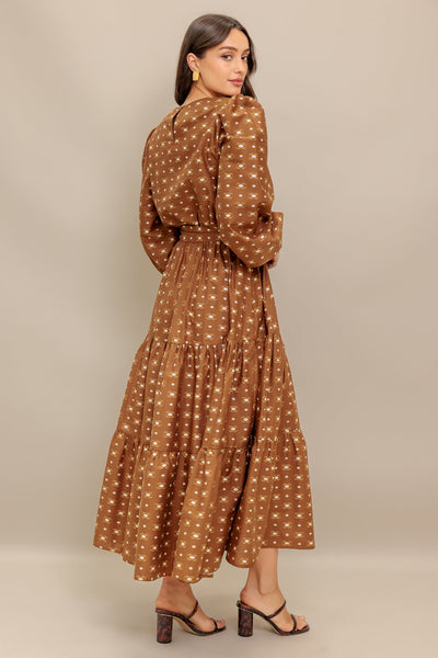 Explore More Collection - CINNAMON WALTZ WOVEN MIDI DRESS