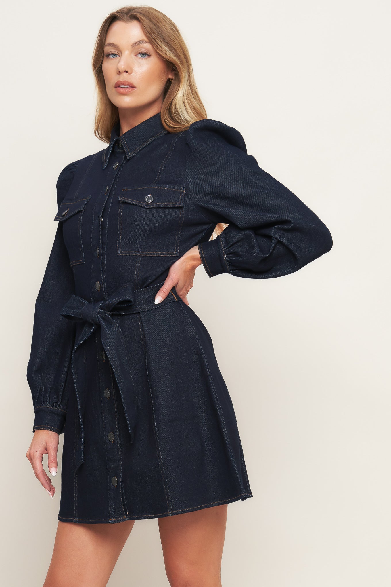 Holiday Dark Indigo Denim Mini Dress L Flying Tomato Dark Indigo / L Holiday Dark Indigo Denim Mini Dress L Flying Tomato Dark Indigo / L