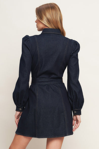 Explore More Collection - HOLIDAY DARK INDIGO DENIM MINI DRESS