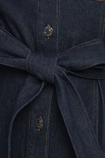 Explore More Collection - HOLIDAY DARK INDIGO DENIM MINI DRESS