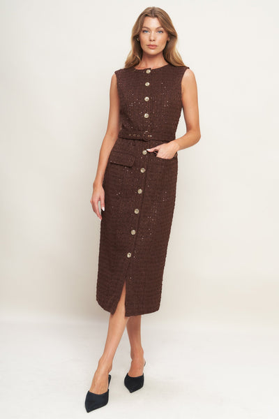 Explore More Collection - LOVELY HERITAGE TWEED MIDI DRESS