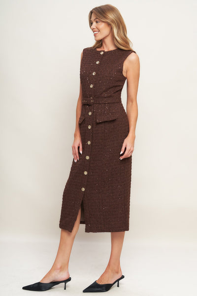 Explore More Collection - LOVELY HERITAGE TWEED MIDI DRESS