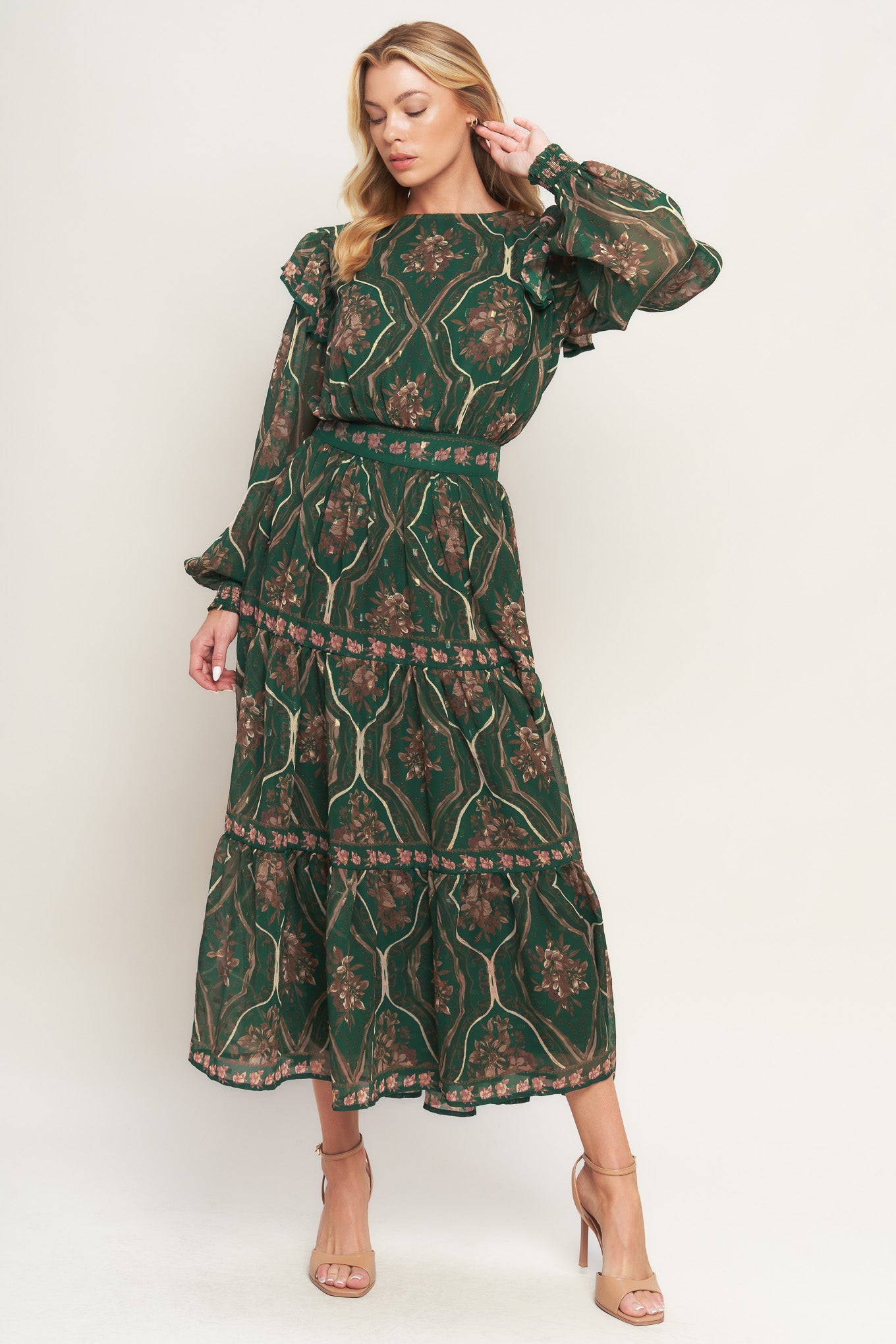 Explore More Collection - GARDEN LABYRINTH WOVEN MIDI DRESS