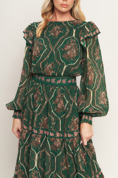 Explore More Collection - GARDEN LABYRINTH WOVEN MIDI DRESS