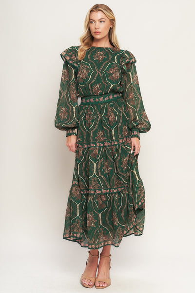 Explore More Collection - GARDEN LABYRINTH WOVEN MIDI DRESS