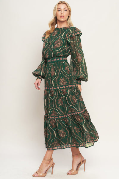 Explore More Collection - GARDEN LABYRINTH WOVEN MIDI DRESS