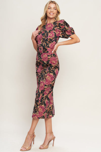 Explore More Collection - GOTHIC ROSE WOVEN MIDI DRESS