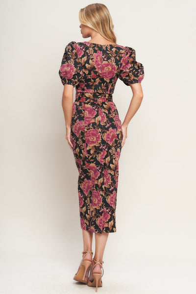 Explore More Collection - GOTHIC ROSE WOVEN MIDI DRESS