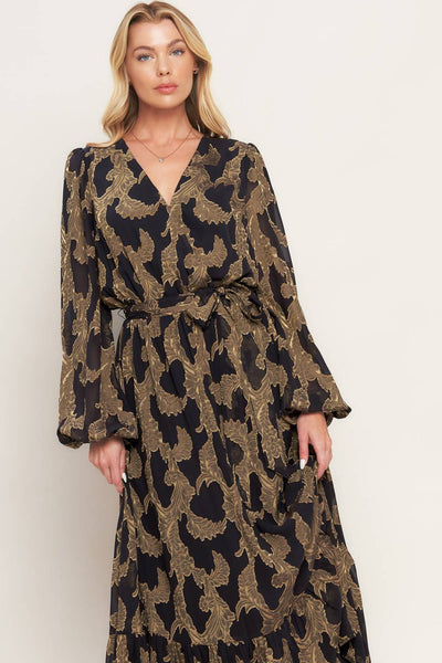 Explore More Collection - MIDNIGHT MOSS WOVEN JACQUARD MAXI DRESS
