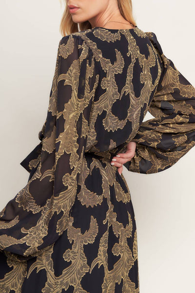 Explore More Collection - MIDNIGHT MOSS WOVEN JACQUARD MAXI DRESS