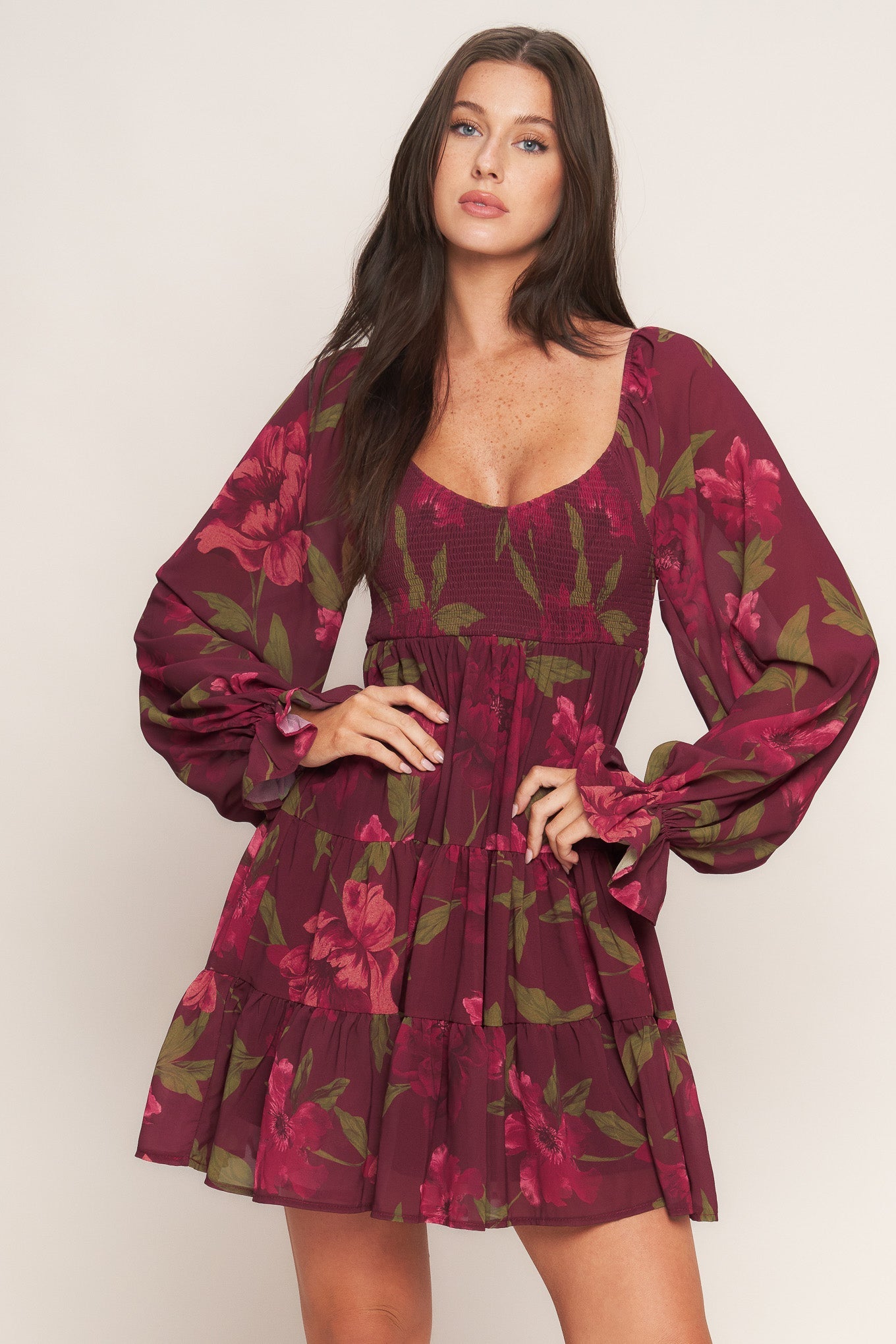 Explore More Collection - BLOOM RHAPSODY WOVEN MINI DRESS