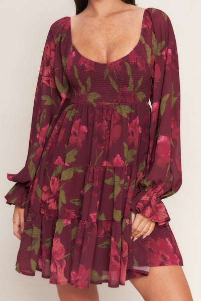 Explore More Collection - BLOOM RHAPSODY WOVEN MINI DRESS