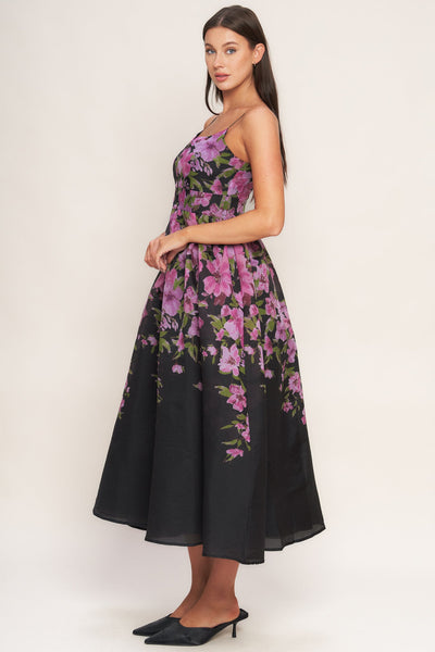 Explore More Collection - NIGHTFALL BLOSSOM WOVEN MIDI DRESS