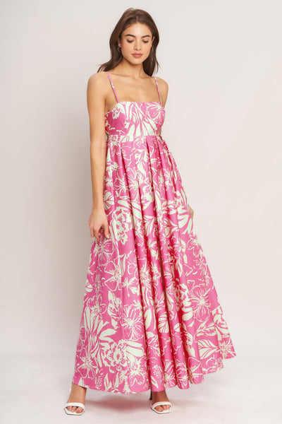 SUMMER HEAT FLORAL WOVEN MAXI DRESS